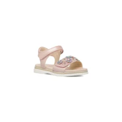 Sandali Rosa da Bambina effetto iridescente con fiori e dettagli glitter Dieci Baci