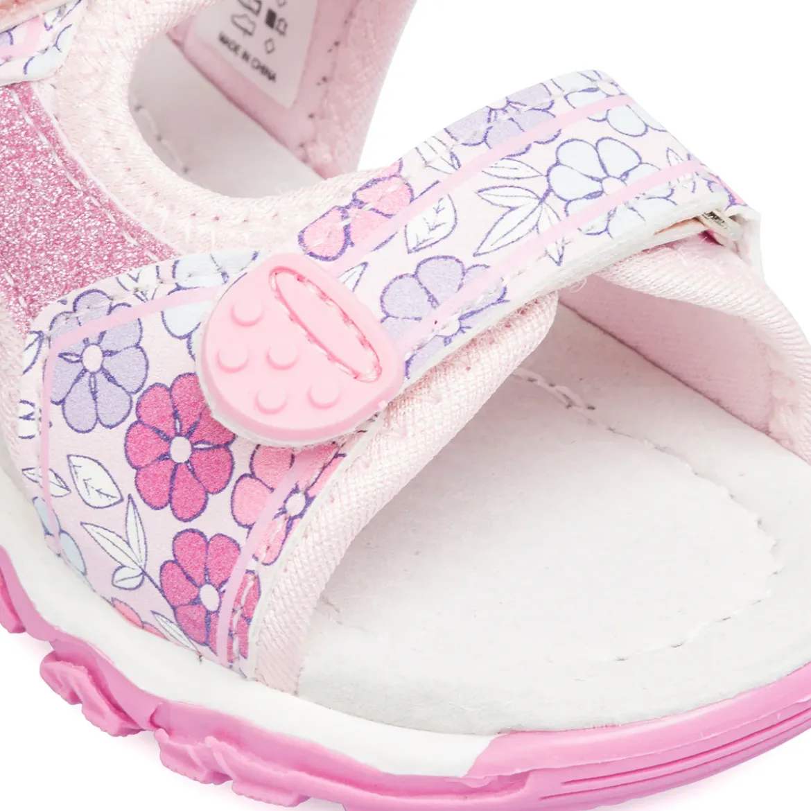 Sandali rosa Primi Passi Bambina con fiori e glitter Le Scarpe di Alice