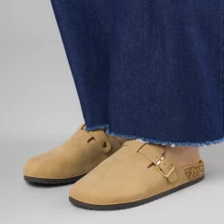 Sandali sabot beige da Donna con fibbia dorata Lora Ferres