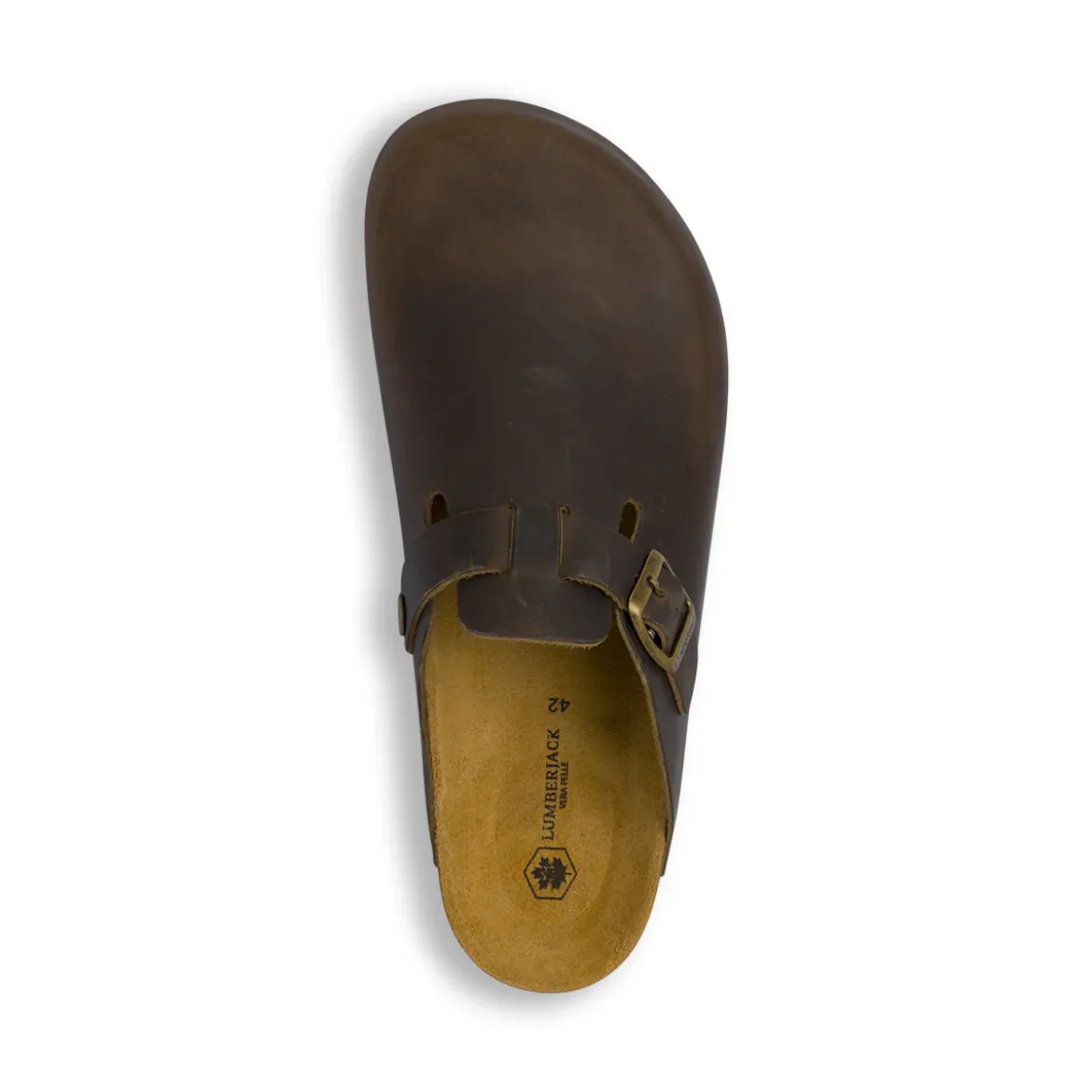 Sandali sabot marroni da Uomo con fibbia e soletta in pelle Lumberjack