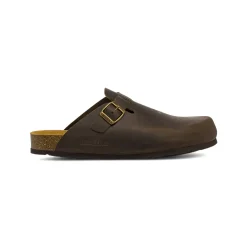 Sandali sabot marroni da Uomo con fibbia e soletta in pelle Lumberjack