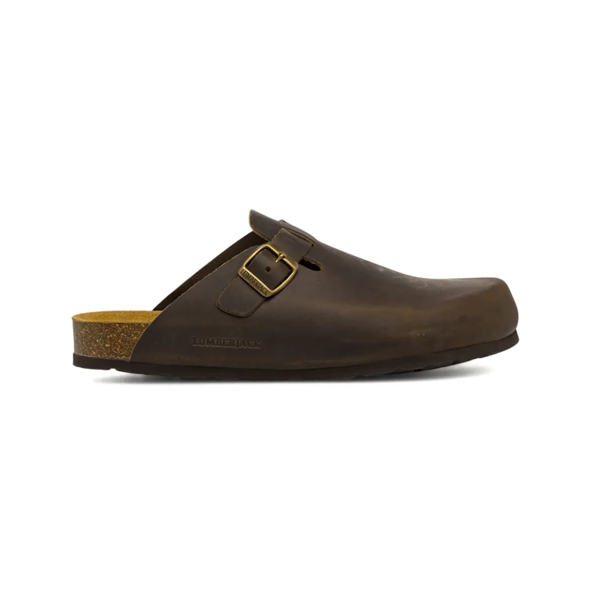 Sandali sabot marroni da Uomo con fibbia e soletta in pelle Lumberjack