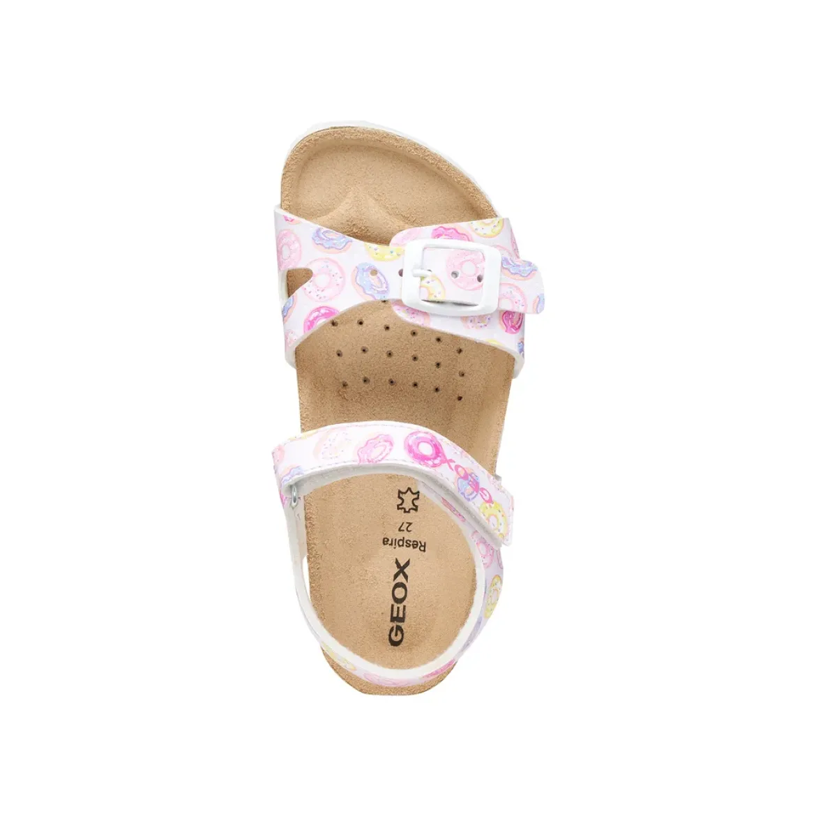 Sandali traspiranti bianchi da Bambina con stampa ciambelle Geox