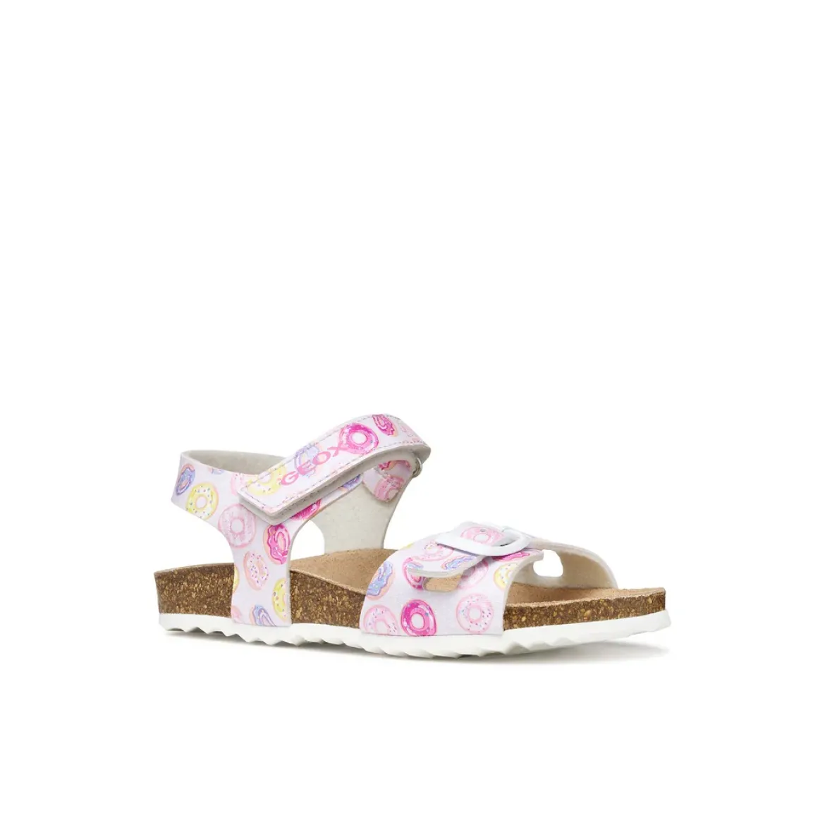 Sandali traspiranti bianchi da Bambina con stampa ciambelle Geox