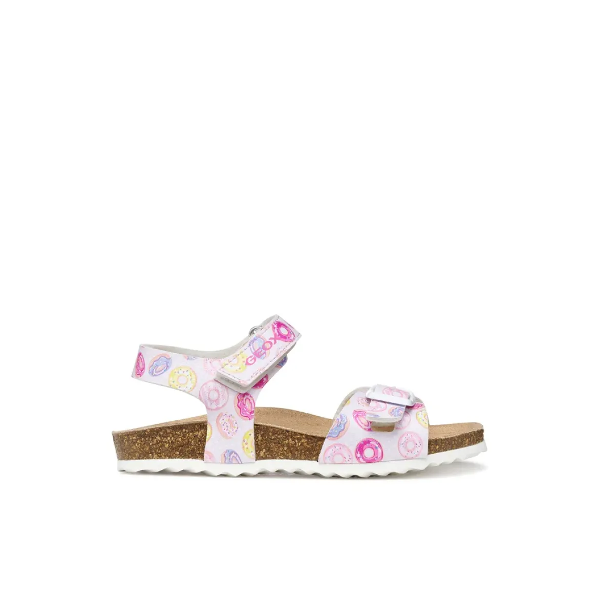 Sandali traspiranti bianchi da Bambina con stampa ciambelle Geox