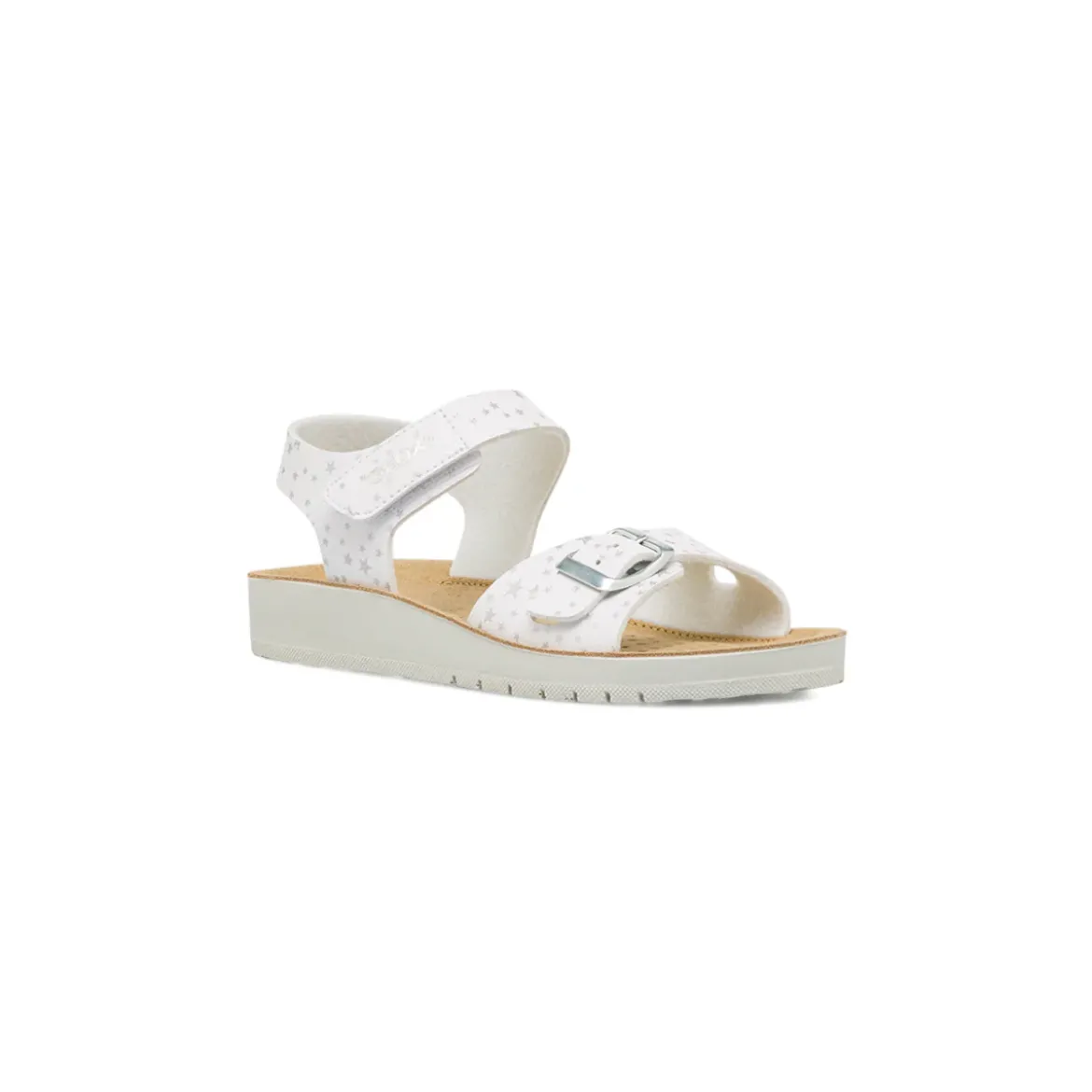 Sandali traspiranti bianchi da Bambina con stelle glitterate Geox