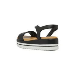 Sandali Zeppa Comfort da Donna neri con fondo carrarmato 4,5 cm P Soft