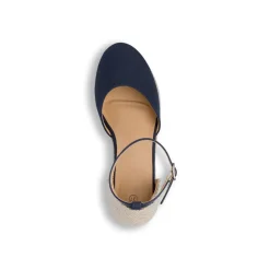 Sandali Zeppe 8,5 cm Blu da Donna in tessuto con cinturino Lora Ferres