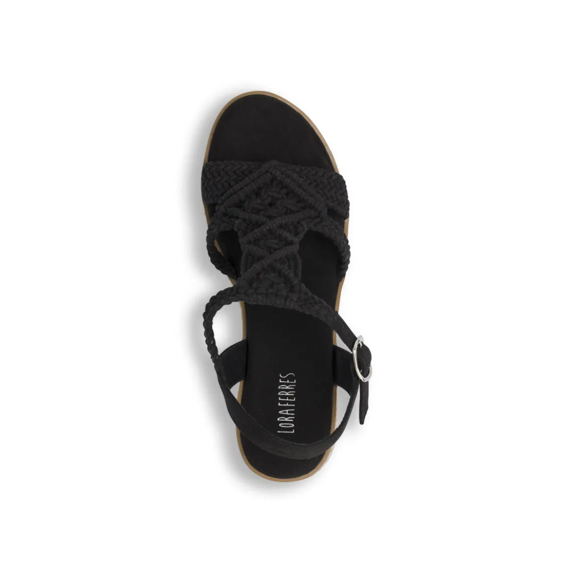 Sandali Zeppe 10 cm Neri Donna con fasce intrecciate Lora Ferres