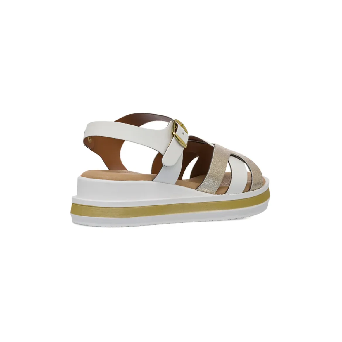 Sandali Zeppe Comfort Bianchi da Donna con inserto argentato P Soft
