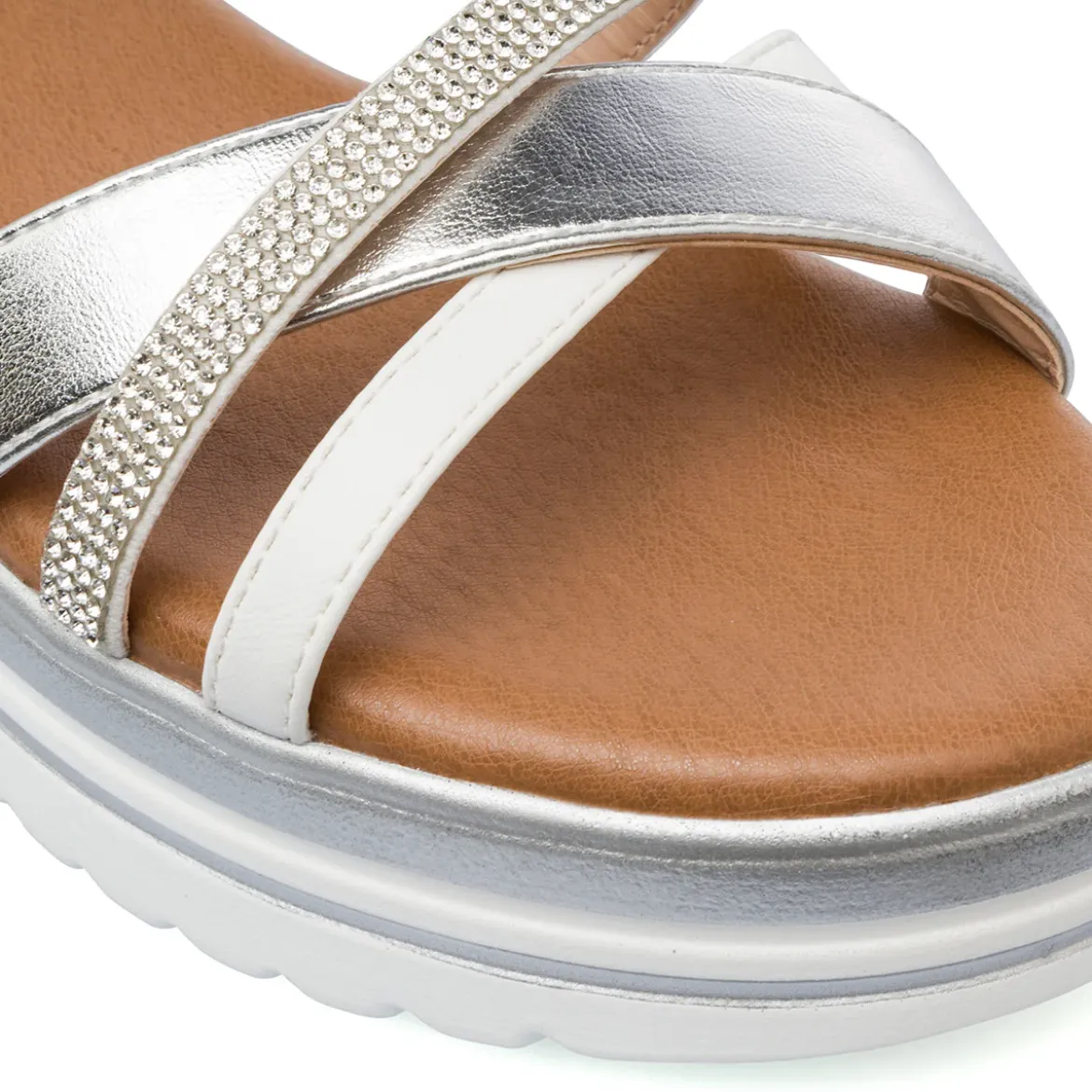 Sandali Zeppe Comfort Bianchi Argento da Donna con zeppa P Soft