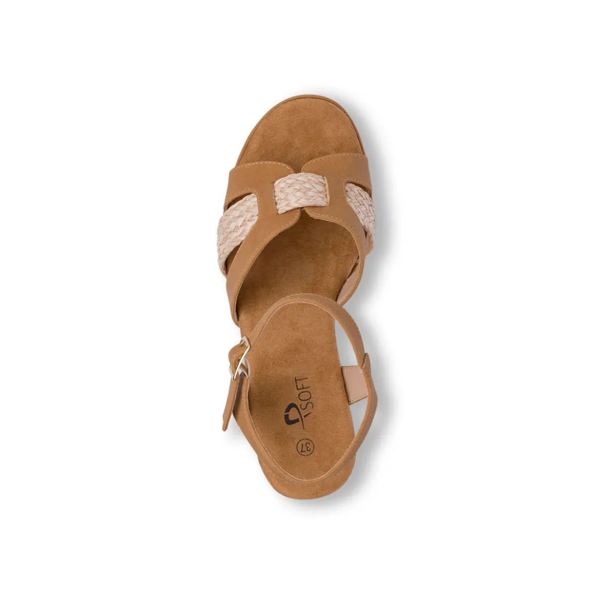 Sandali Zeppe Comfort color Cuoio da Donna con tacco 8 cm P Soft