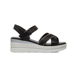 Sandali Zeppe Neri Comfort da Donna con motivo Intreccio P Soft
