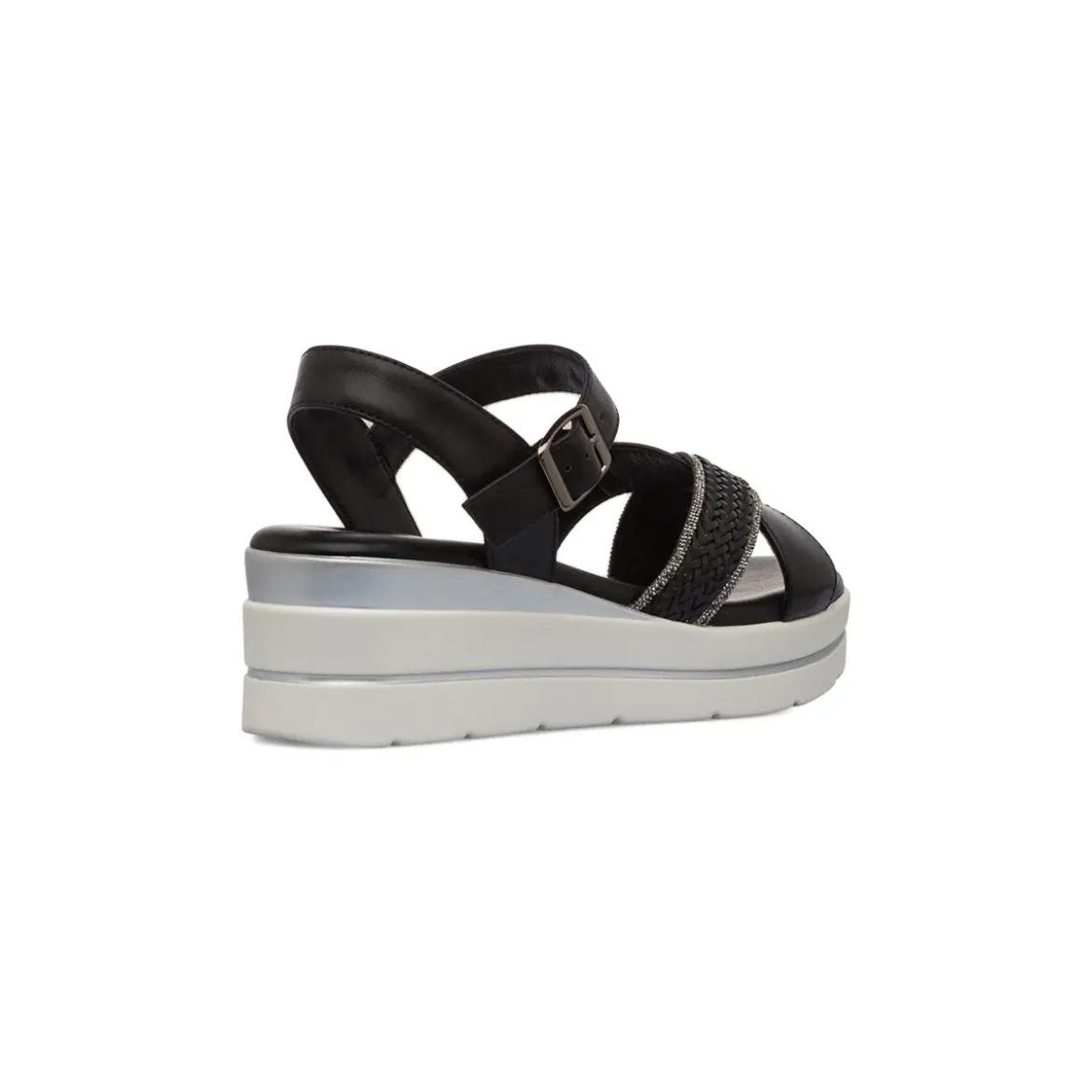 Sandali Zeppe Neri Comfort da Donna con motivo Intreccio P Soft