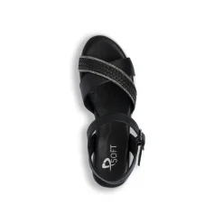 Sandali Zeppe Neri Comfort da Donna con motivo Intreccio P Soft