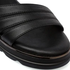 Sandali Zeppe Neri da Donna Comfort con cinturino P Soft