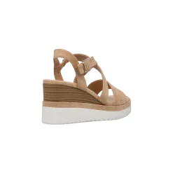 Sandali Zeppe Nude da Donna con tomaia Incrociata e Tacco 7 cm P Soft