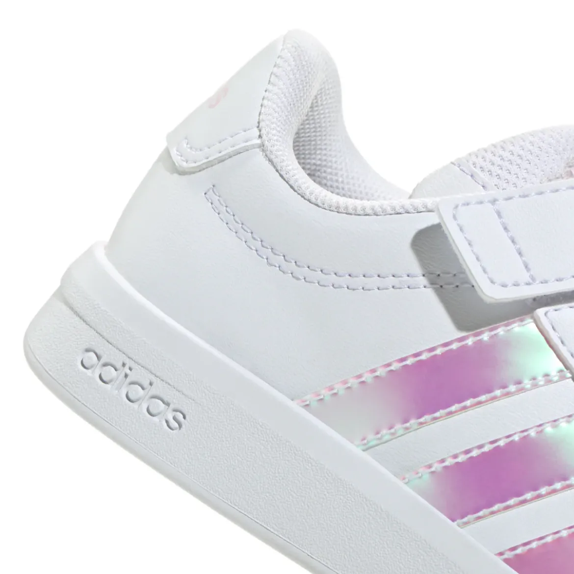 Scarpe Bambina Bianche con Strisce Iridescenti adidas Grand Court 3.0