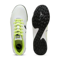 Scarpe da calcetto uomo bianche con dettagli neri e giallo fluo Puma Truco III TT
