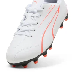 Scarpe da calcio da ragazzo bianche con logo arancione Puma Vitoria