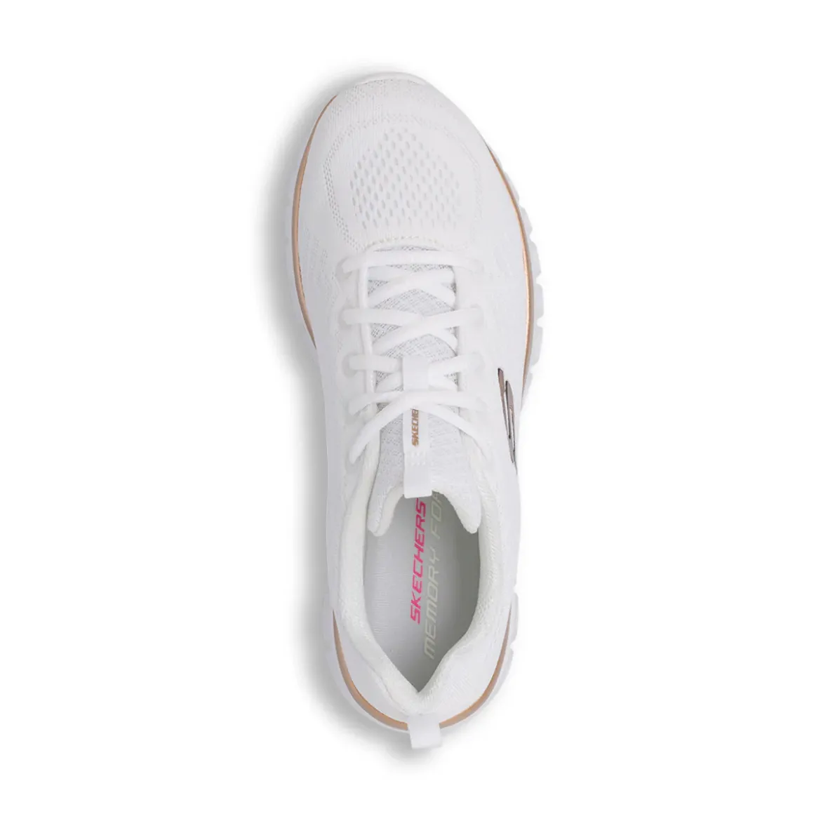 Scarpe da running bianche da Donna con logo dorato e Memory Foam Skechers