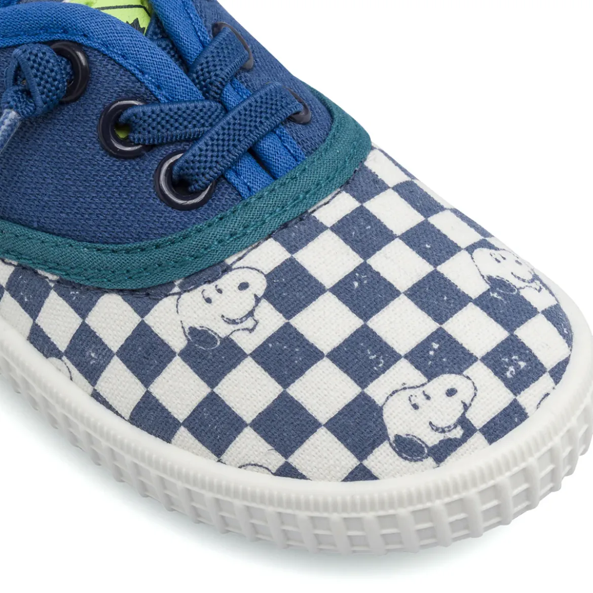 Scarpe primi passi Bambino blu a scacchiera Snoopy Peanuts Lumberjack