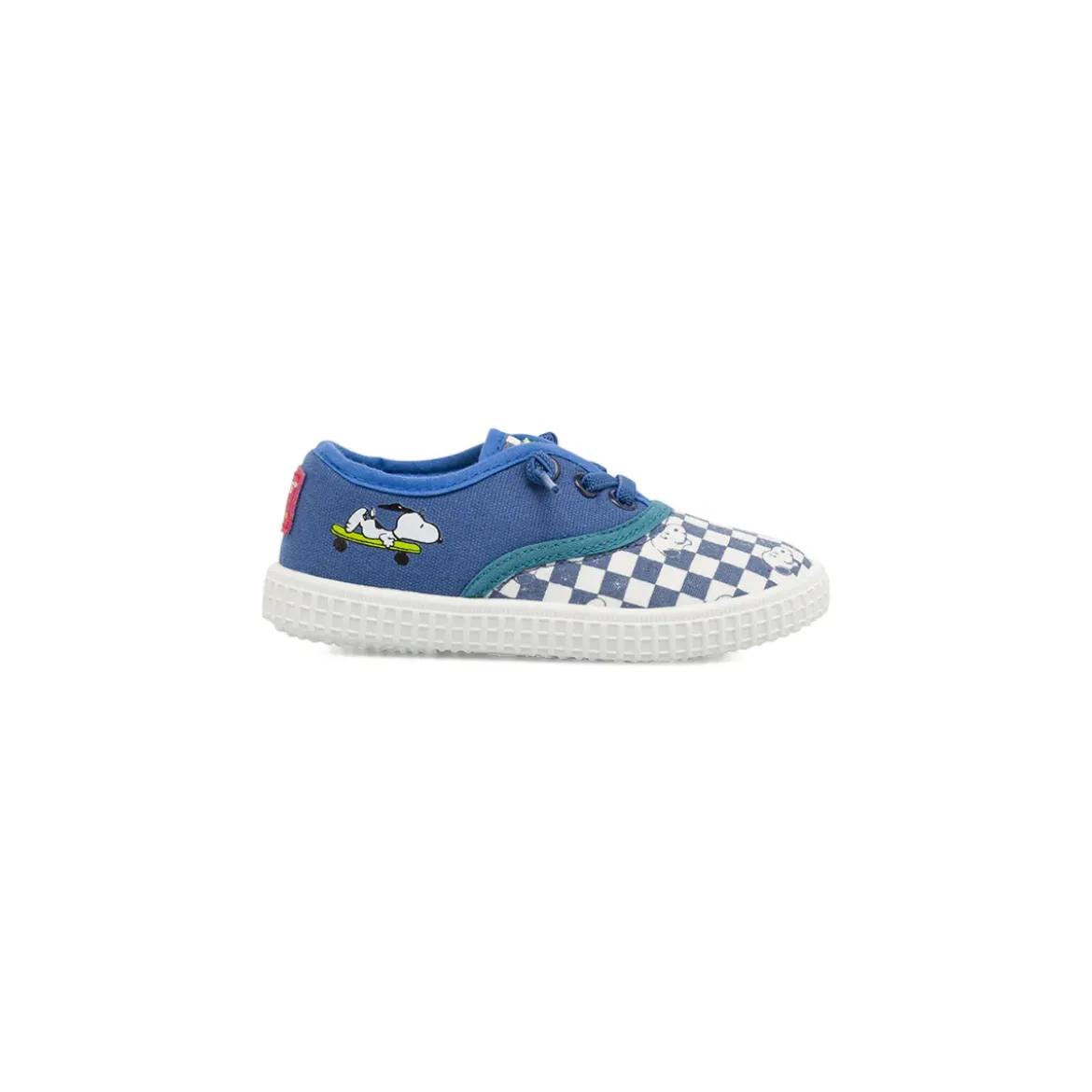 Scarpe primi passi Bambino blu a scacchiera Snoopy Peanuts Lumberjack