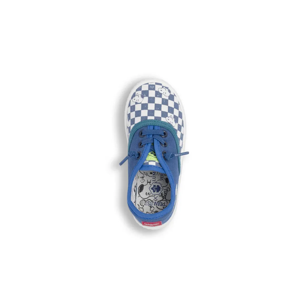 Scarpe primi passi Bambino blu a scacchiera Snoopy Peanuts Lumberjack