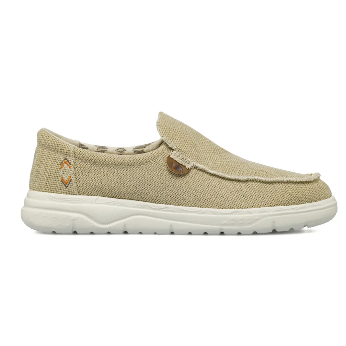 Scarpe Slip-on Beige da Uomo in tessuto con cuciture Americanino