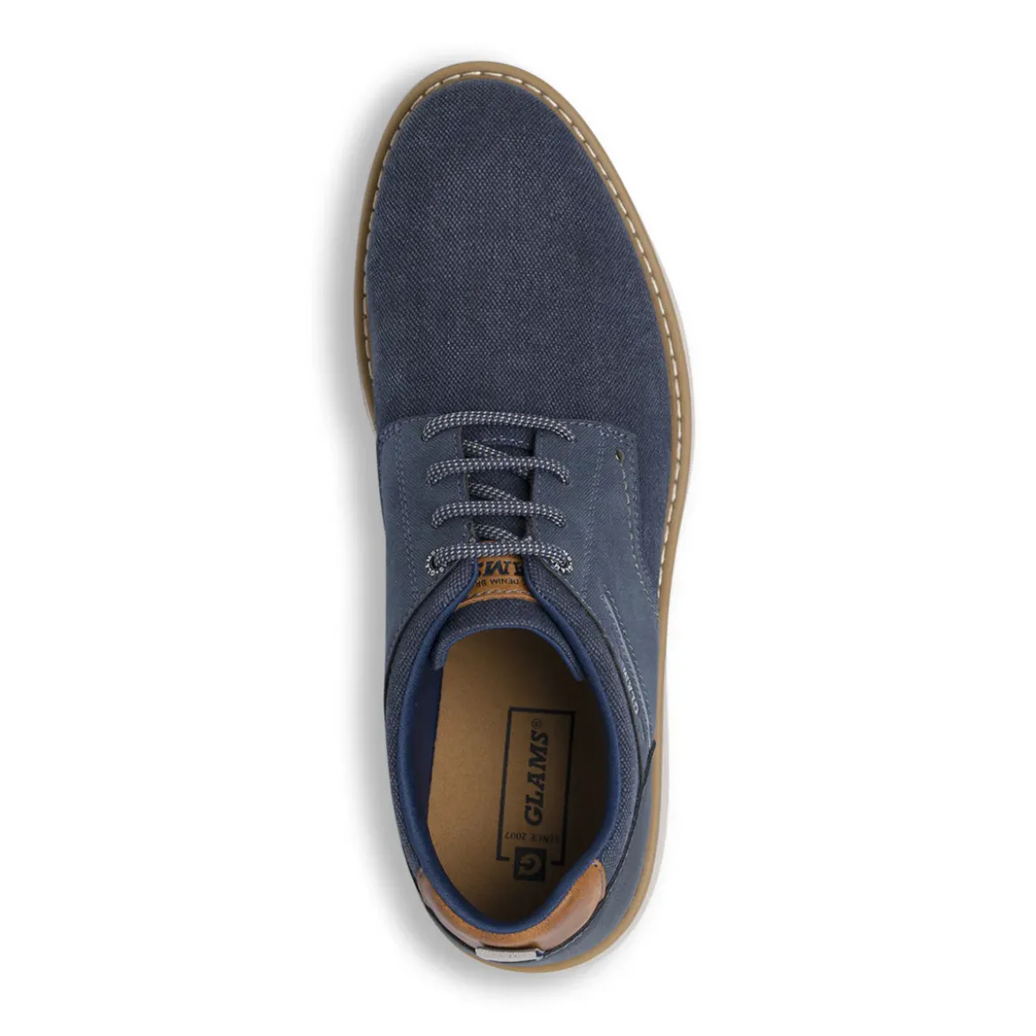 Scarpe stringate blu da Uomo in tessuto canvas Glams