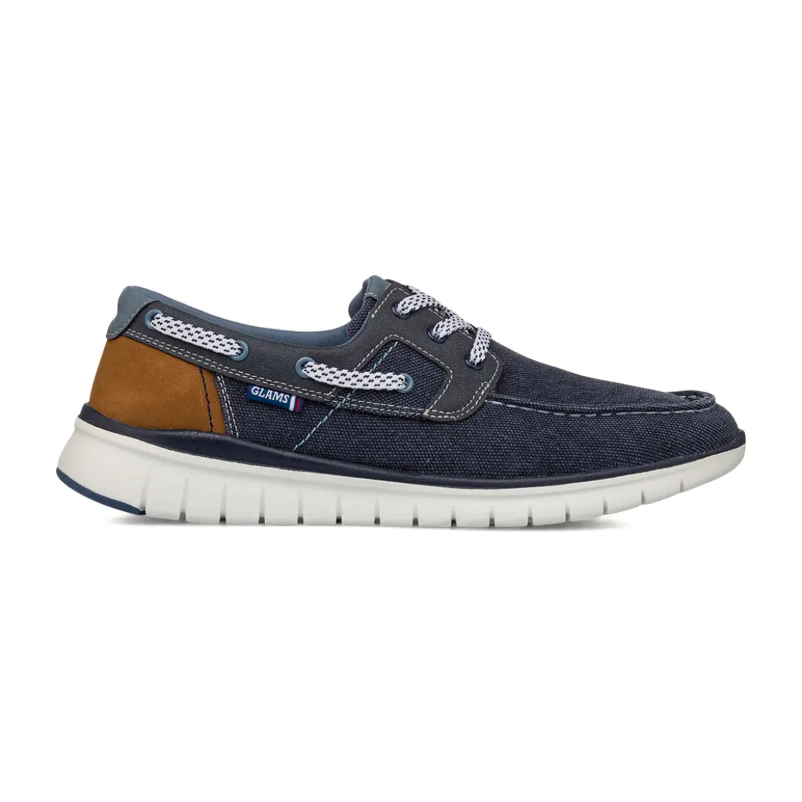 Scarpe Uomo in Tessuto effetto jeans con suola flessibile e lacci Glams