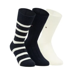 Set regalo 3 paia calzini lunghi a costine unisex Tommy Hilfiger blu