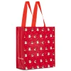 Shopper natalizia rossa media in TNT con grafica Pinguini
