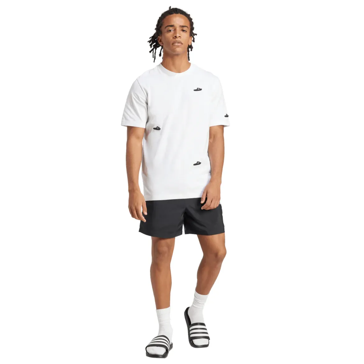 Shorts neri da Uomo sportivi con logo e vita elastica adidas