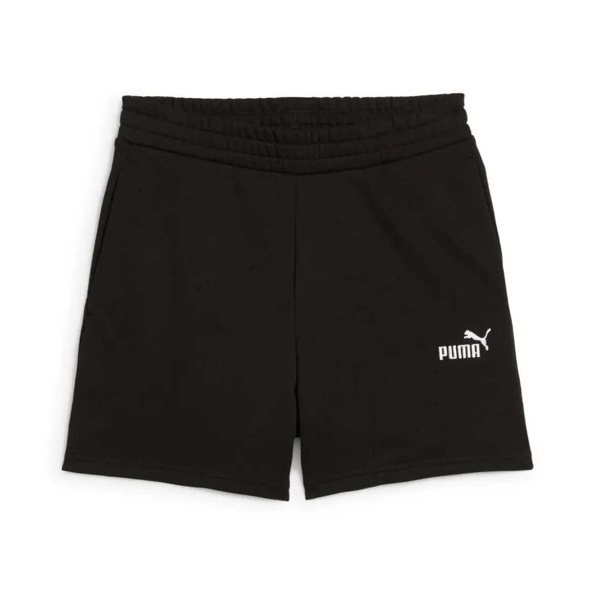 Shorts sportivi donna neri con logo bianco e tasche laterali Puma