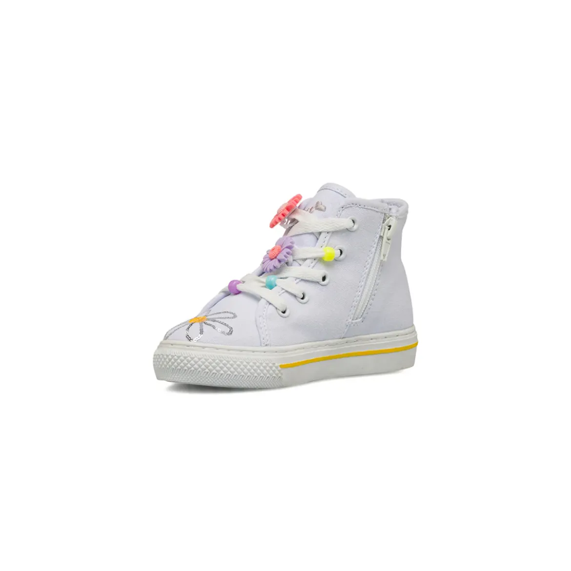 Sneakers alte bianche da Bambina con decorazione fiori Primigi