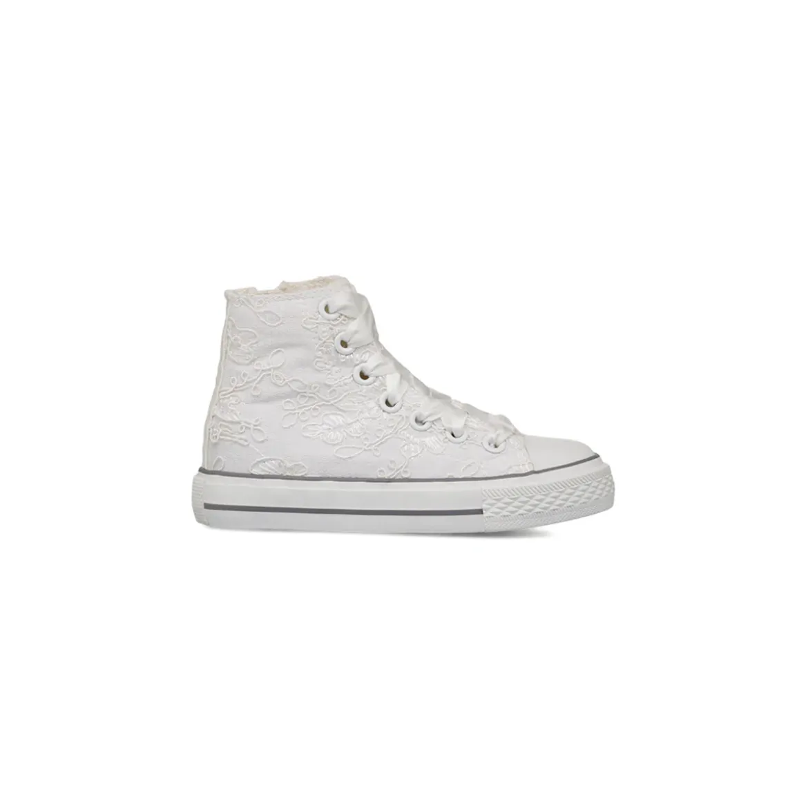 Sneakers alte bianche da Bambina Le scarpe di Alice con ricami floreali