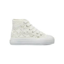 Sneakers alte bianche da Ragazza in tessuto effetto pizzo Dieci Baci