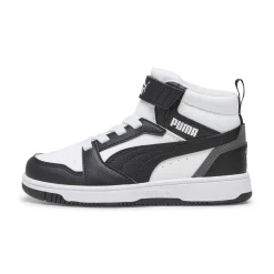 Sneakers alte da bambino bianche con dettagli neri e grigi Puma Rebound V6