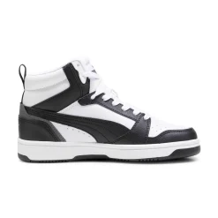 Sneakers alte da ragazzo bianche con dettagli neri e grigi Puma Rebound V6