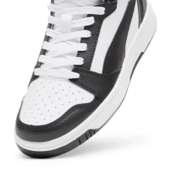 Sneakers alte da ragazzo bianche con dettagli neri e grigi Puma Rebound V6