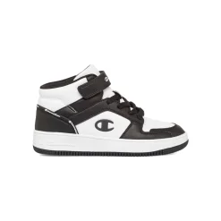 Sneakers alte da ragazzo bianche e nere con logo Champion Rebound 2.0 Mid