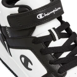 Sneakers alte da ragazzo bianche e nere con logo Champion Rebound 2.0 Mid