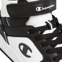 Sneakers alte da ragazzo bianche e nere con logo Champion Rebound 2.0 Mid