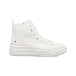 Sneakers alte platform da donna bianche in tessuto Swish Jeans
