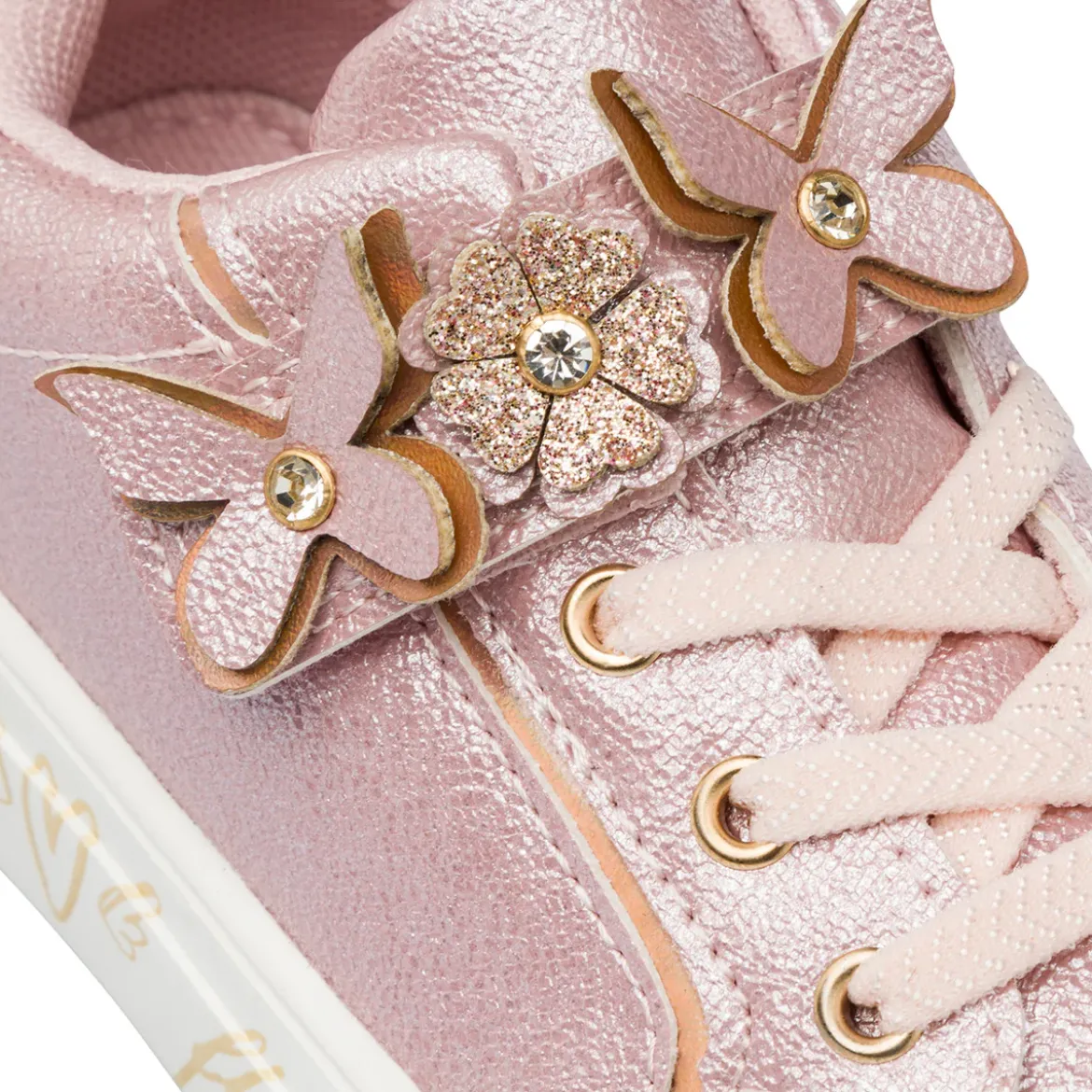Sneakers Bambina rosa con decorazioni floreali Le Scarpe di Alice