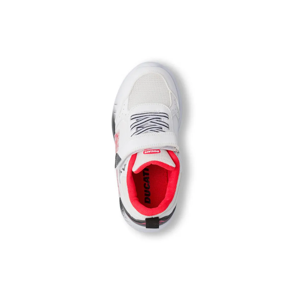 Sneakers Bambino bianche e nere con luci nella tomaia Ducati