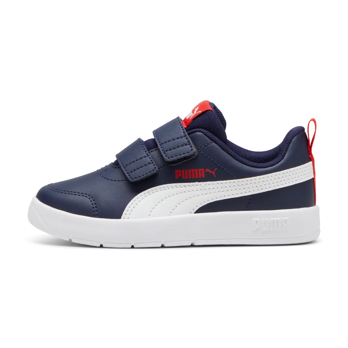 Sneakers bambino blu con dettagli rossi Puma Courtflex v3