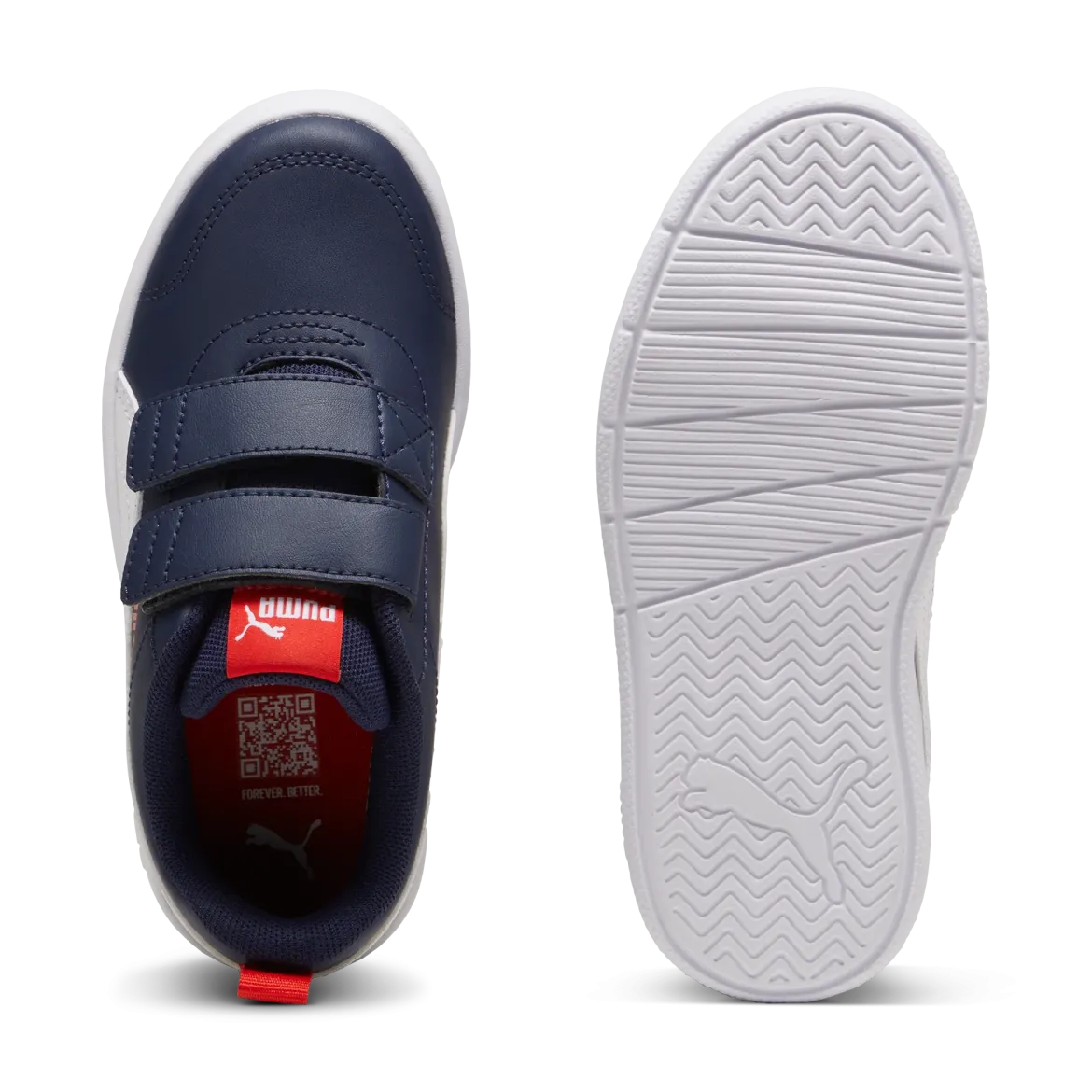 Sneakers bambino blu con dettagli rossi Puma Courtflex v3