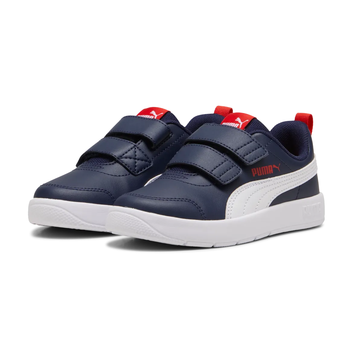 Sneakers bambino blu con dettagli rossi Puma Courtflex v3
